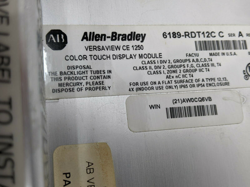 Allen Bradley 6182H-12TEH4D Versaview CE 1250H, 6189-RPEH, 6189-RDT12C HMI - Maverick Industrial Sales