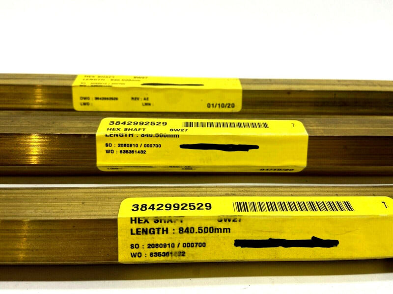 Bosch Rexroth 3842992529 Brass 1" Inch Hex Shaft 840.5mm Length SW27 LOT OF 3 - Maverick Industrial Sales