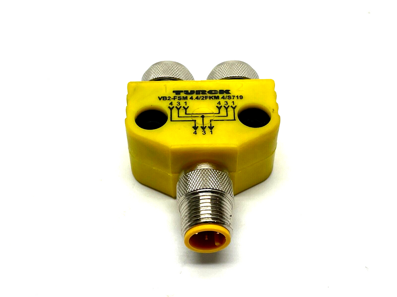 Turck VB2-FSM 4.4/2FKM 4/S719 Conector Splitter M12 Female to M12 Male U0100-1 - Maverick Industrial Sales