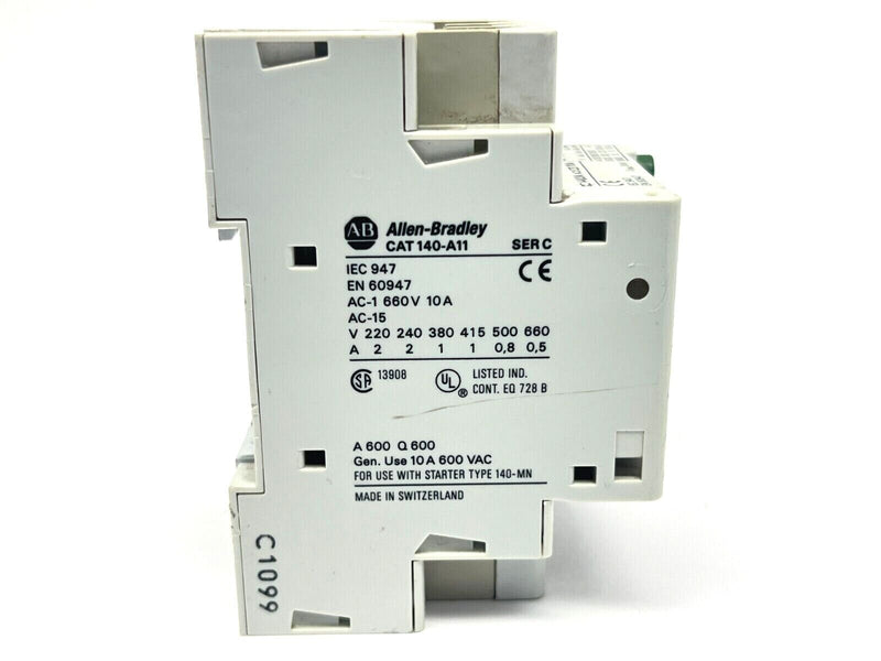 Allen Bradley 140-MN-0630 Ser. C Manual Motor Starter w/ 140-A11 Auxiliary - Maverick Industrial Sales