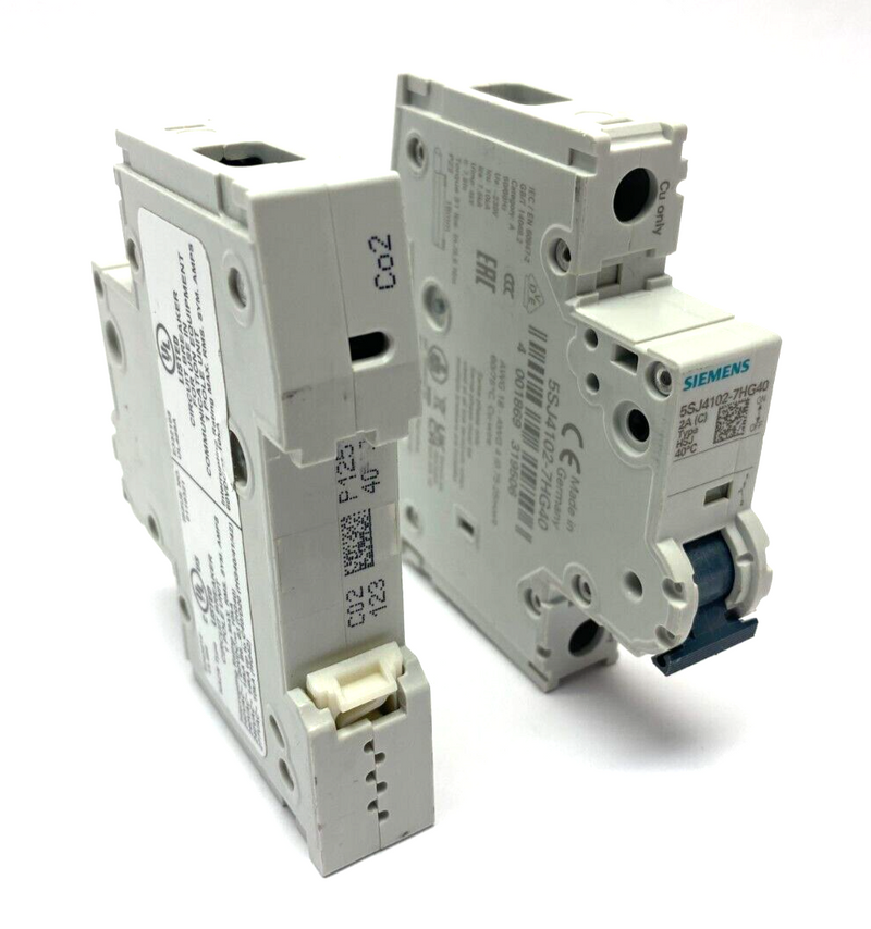 Siemens 5SJ4102-7HG40 Miniature Circuit Breaker 240V 1-Pole 2A LOT OF 2 - Maverick Industrial Sales