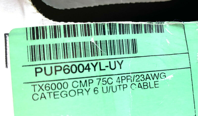 Panduit PUP6004YL-UY Cable TX6000 CMP 75C 4PR/23AWG Cat. 6 U/UTP 10' FEET - Maverick Industrial Sales