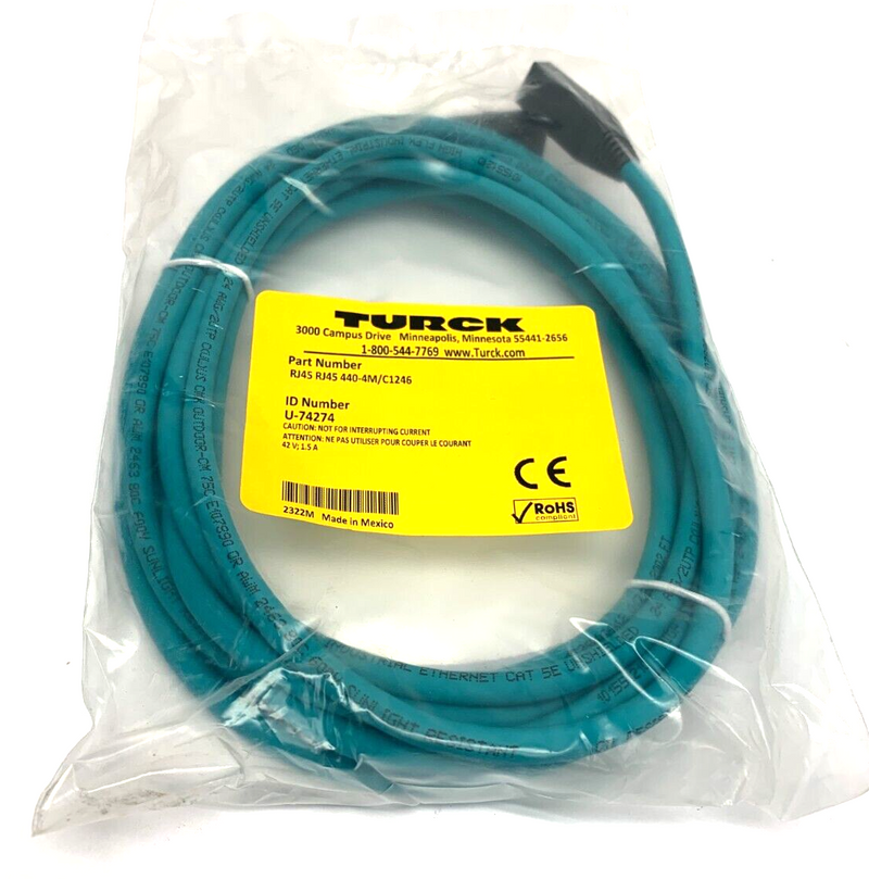 Turck RJ45 RJ45 440-4M/C1246 Cordset U-74274 - Maverick Industrial Sales