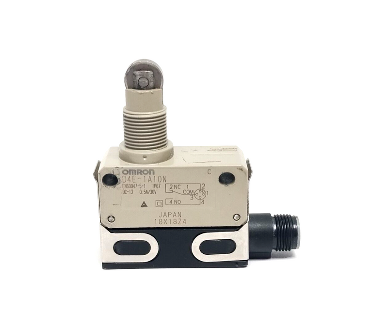 Omron D4E-1A10N Roller Plunger Limit Switch 1A at 30VDC SPDT - Maverick Industrial Sales