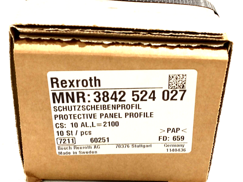 Bosch Rexroth 3842524027 Protective Panel Profile AL L=2100mm BOX OF 10 - Maverick Industrial Sales