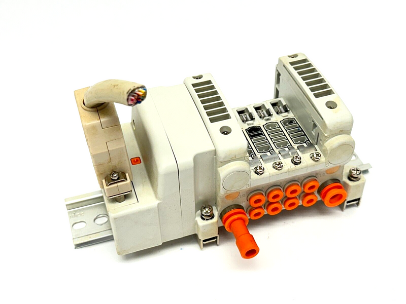 SMC VV5QC11-04N3FD0-S Base Mount Plug-In Manifold w/ DIN Rail Brackets - Maverick Industrial Sales