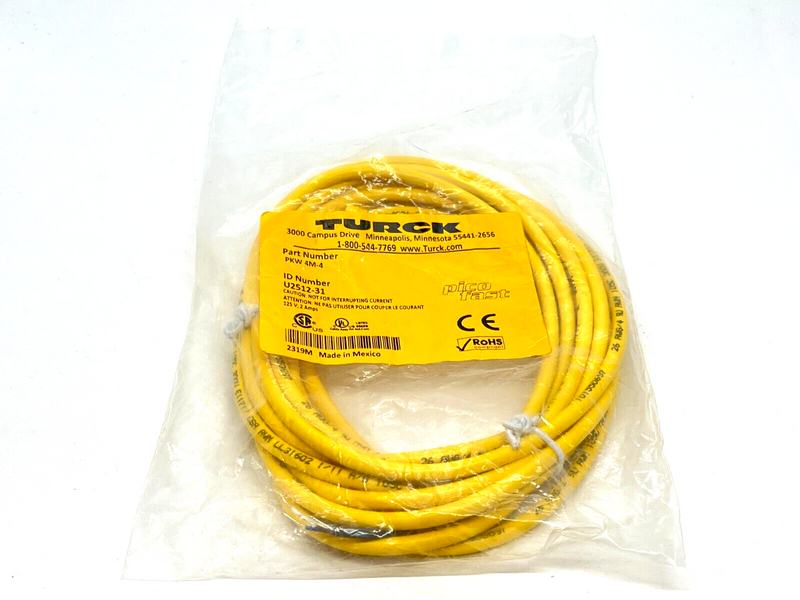 Turck PKW 4M-4 Picofast Cable M8 Female 4-Pin 4m U2512-31 - Maverick Industrial Sales