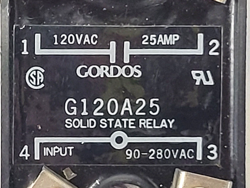 Gordos G120A25 Solid State Relay, Input 90-280VAC, Output 120VAC, 25A - Maverick Industrial Sales