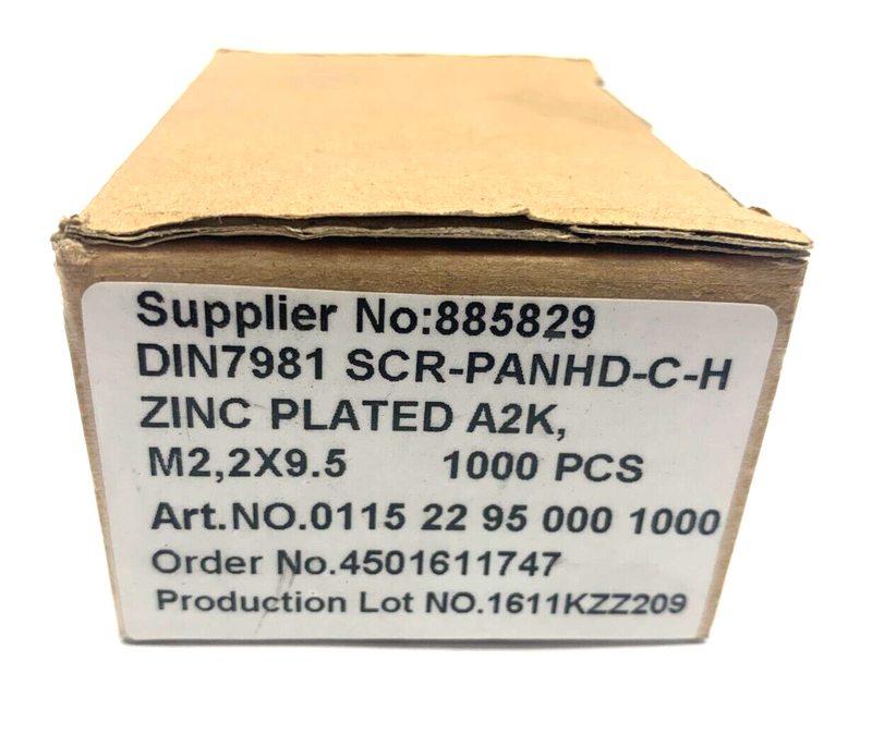 Unbranded DIN7981 PanHD-C-H Zinc Plated Screws M2 2 x 9.5 BOX OF 1000 - Maverick Industrial Sales