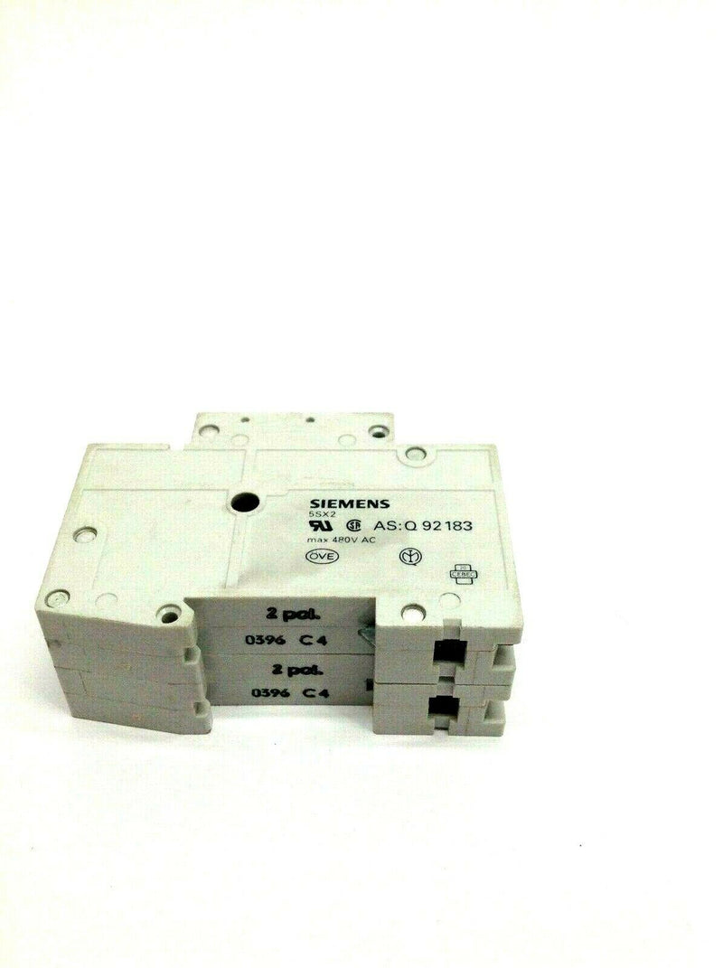 Siemens 5SX22 C4 2 Pole Din Rail Circuit Breaker 480 VAC - Maverick Industrial Sales