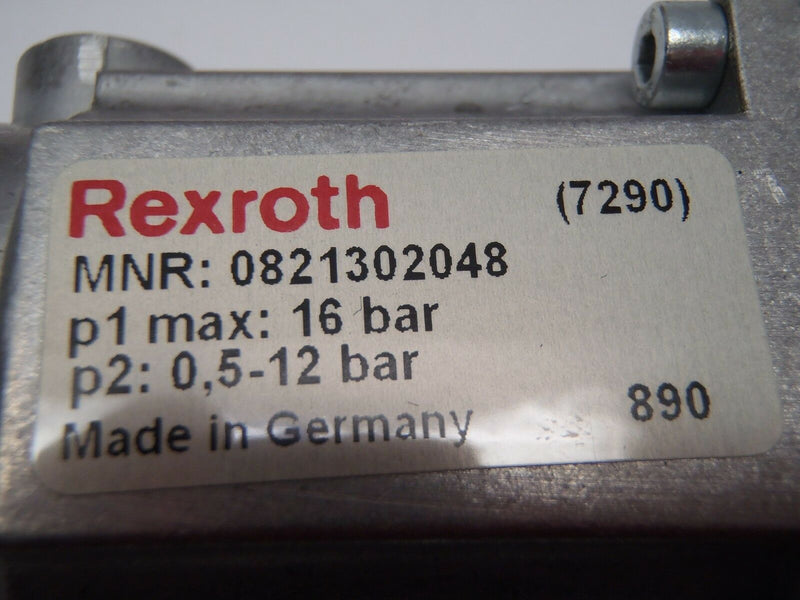 Rexroth 0821302048 Pressure Regulator 7290 p1 max: 16 bar p2: 0,5-12 bar - Maverick Industrial Sales