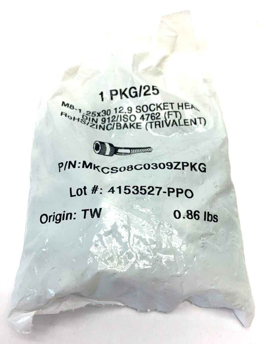 MKCS08C0309ZPKG M1.25-.5x20 12.9Socket Head DIN Zinc/Bake 912/ISO 4762 BAG OF 25 - Maverick Industrial Sales