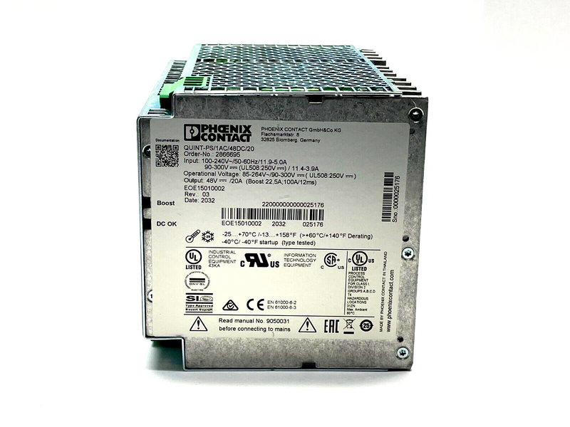 Phoenix Contact QUINT-PS/1AC/48DC/20 Power Supply Unit 2866695 - Maverick Industrial Sales