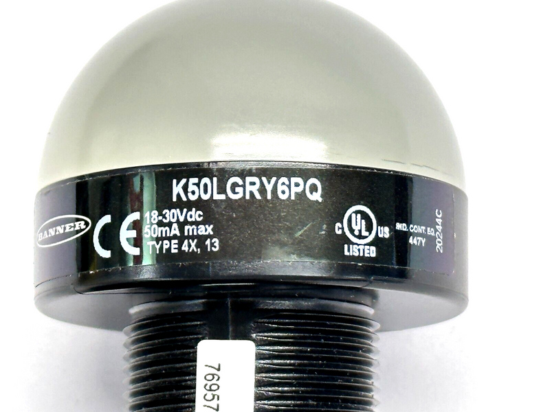 Banner K50LGRY6PQ K50 Series 50mm General Purpose LED Indicator M12 5-Pin 76957 - Maverick Industrial Sales