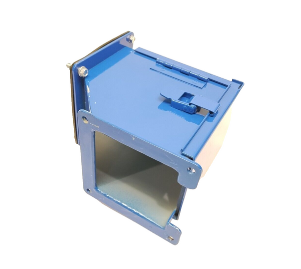 Hoffman F44LE9C 90-Deg. Lay-In Hinged Outside Opening Wireway 4" x 4" BLUE PAINT - Maverick Industrial Sales