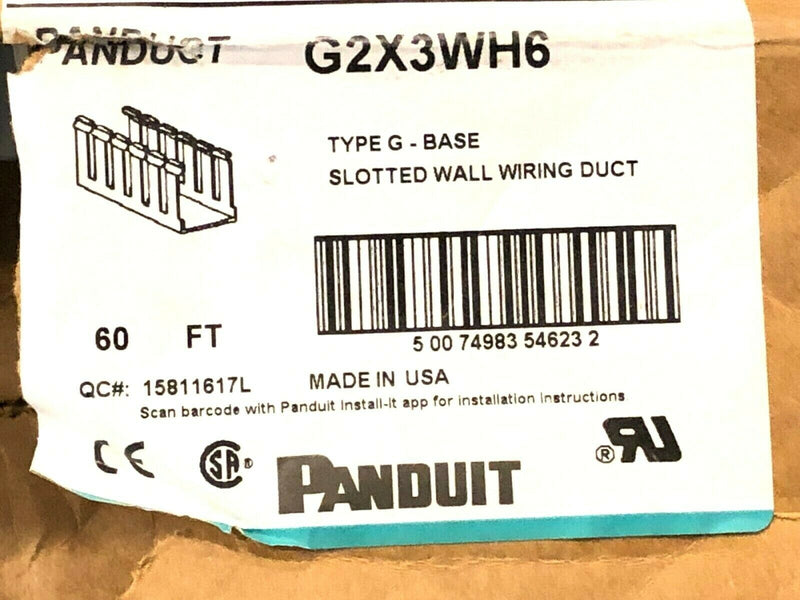 Panduit G2X3WH6 Base Wide Slot Wiring Duct 6ft Length White PKG OF 10 - Maverick Industrial Sales