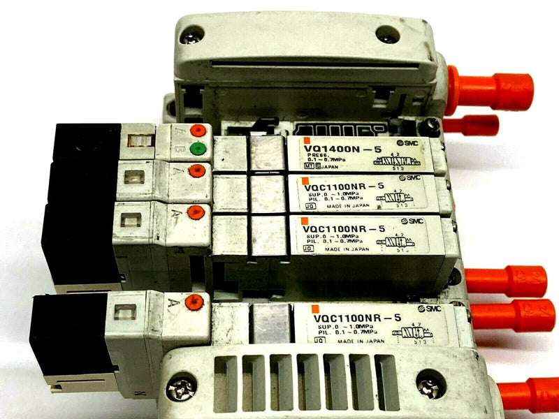 SMC VQ1400N-5 VQC1100NR-5 (3) Valves on 7 Slot Pneumatic Manifold - Maverick Industrial Sales