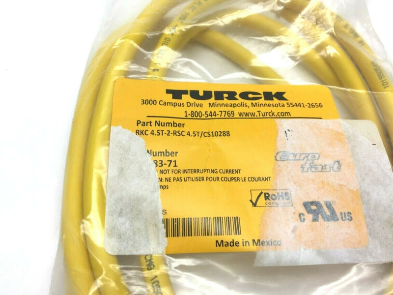 Turck RKC 4.5T-2-RSC 4.5T/CS10288 Eurofast Cordset U0883-71 - Maverick Industrial Sales