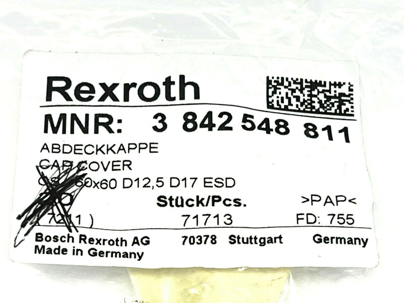 Bosch Rexroth 3842548811 Cap Cover 60x60mm D12.5/D17 ESD LOT OF 4 - Maverick Industrial Sales