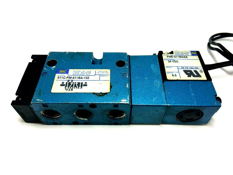 Mac Valves 811C-PM-612BA-152 Solenoid Valve 5/2 Way With PME-612BAAA 24VDC Coil - Maverick Industrial Sales