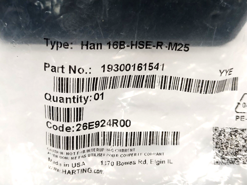 Harting 19300161541 Han 16B Hood, Side Entry M25, Han 16B-HSE-R-M25 - Maverick Industrial Sales