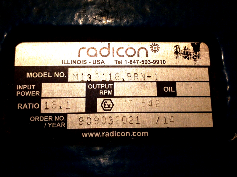 Radicon M132116.BRN-1 Helical In-Line Gearbox Gear Reducer Unit 16.1 Ratio - Maverick Industrial Sales