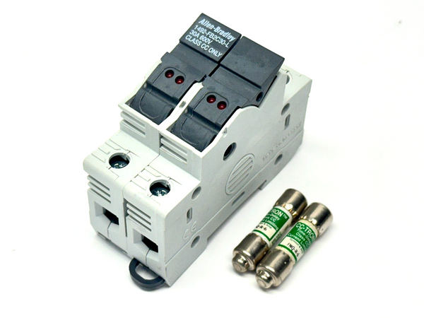 Allen Bradley 1492-FB2C30-L Fuse Holder 2-Pole 30A 600V w/ 2x CC-Tron FNQ-R-6 - Maverick Industrial Sales