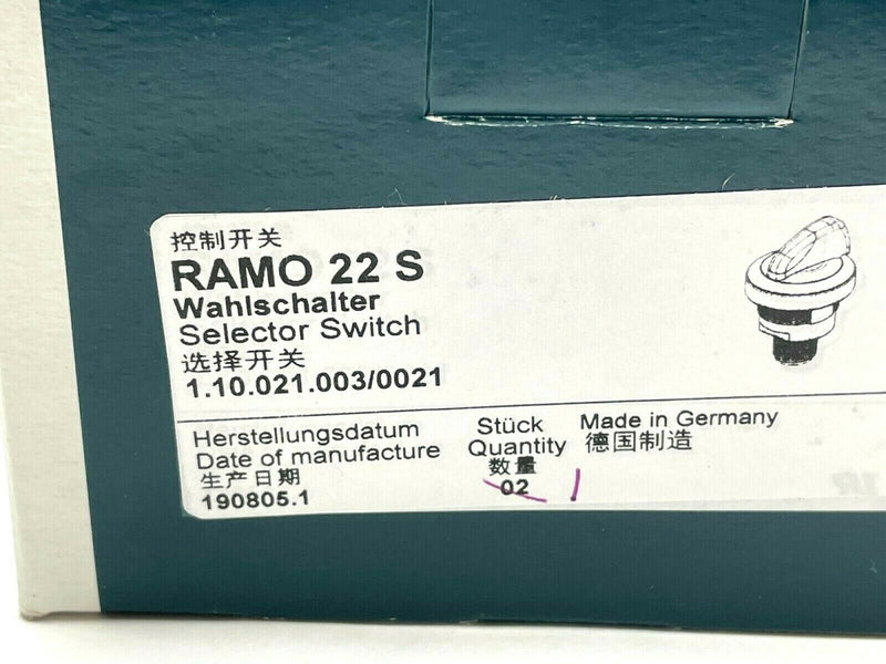 Rafi 1.10.021.003/0021 Selector Switch RAMO 22 S - Maverick Industrial Sales