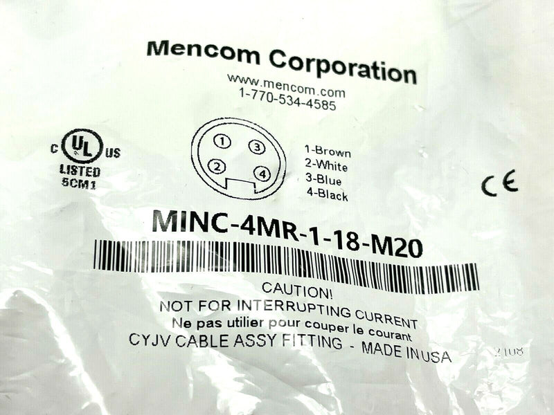 Mencom MINC-4MR-1-18-M20 Receptacle 4 Pole Male Straight - Maverick Industrial Sales