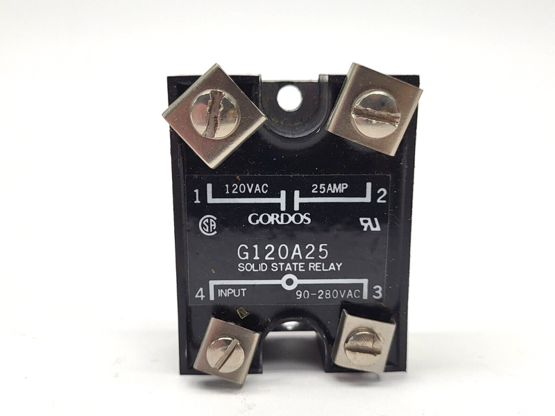 Gordos G120A25 Solid State Relay, Input 90-280VAC, Output 120VAC, 25A - Maverick Industrial Sales