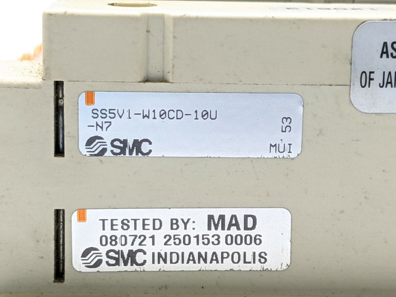 SMC SS5V1-W10CD-10U-N7 Manifold w/ 10x SV1100-5FU Solenoids - Maverick Industrial Sales