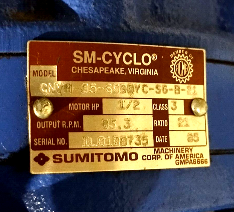 Sumitomo CNVM-05-6090YC-SG-B-21 SM-CYCLO Induction Motor 1/2HP 1PH S-TC-F - Maverick Industrial Sales