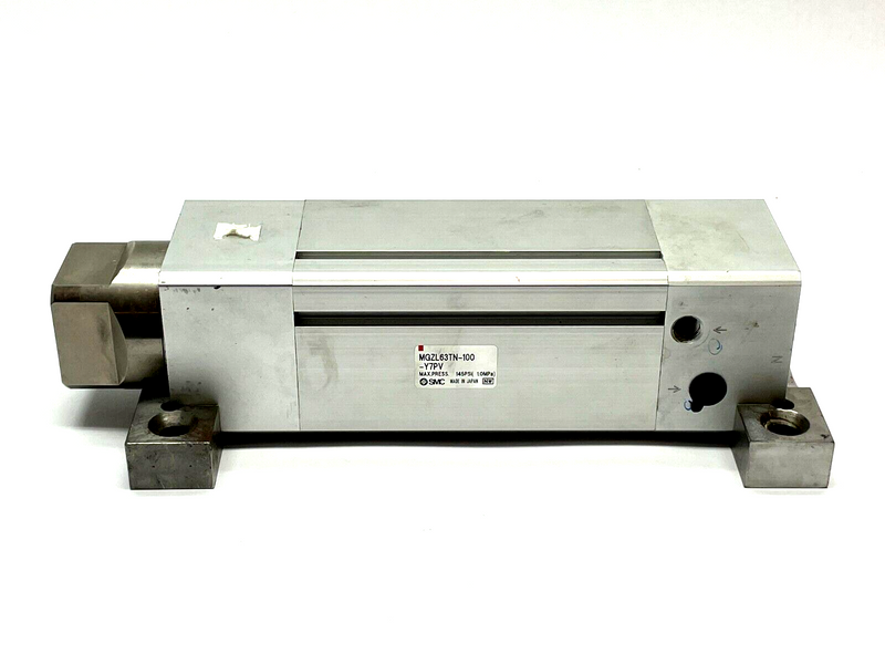 SMC MGZL63TN-100-Y7PV Non-rotating Double Power Pneumatic Cylinder w/ Mounts - Maverick Industrial Sales