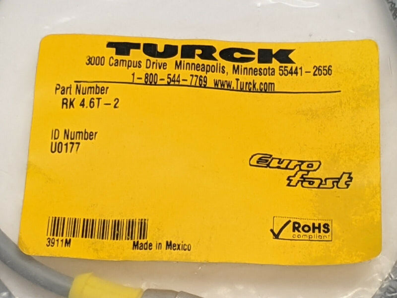 Turck RK 4.6T-2 EuroFast Single Ended Cable Assembly U0177 - Maverick Industrial Sales