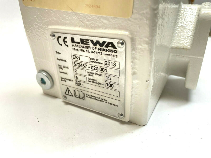 Lewa EK1 Ecoflow Diaphragm Metering Dosing Pump, 15mm Stroke, 2 kN Thrust (2013) - Maverick Industrial Sales