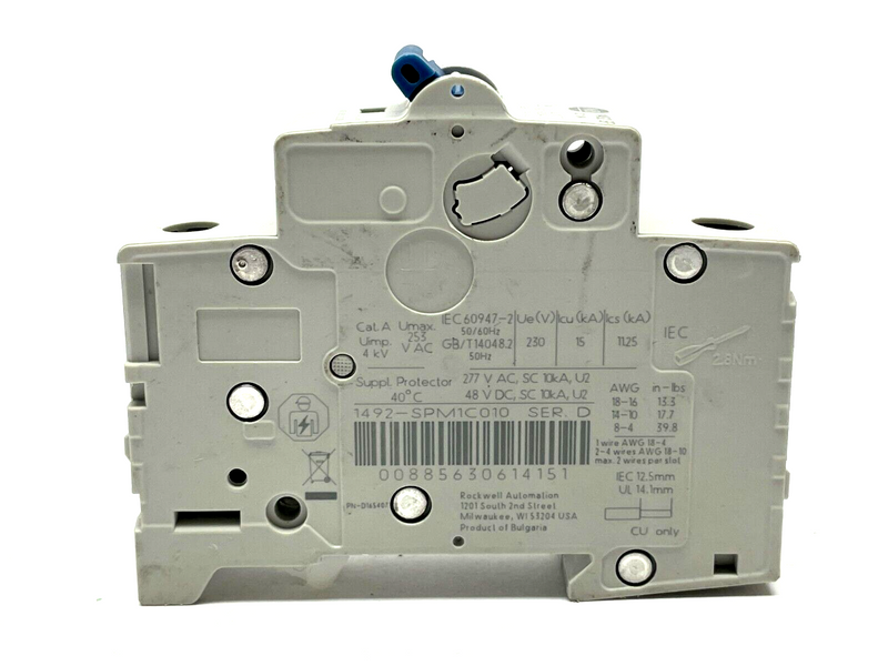 Allen Bradley 1492-SPM1C010 Ser. D Miniature Circuit Breaker - Maverick Industrial Sales