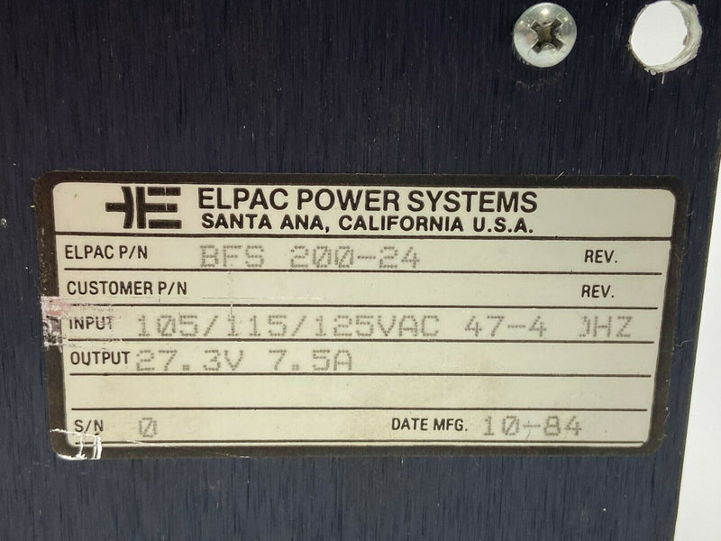 Elpac BFS 200-24 Power Supply 27.3V 7.5A - Maverick Industrial Sales