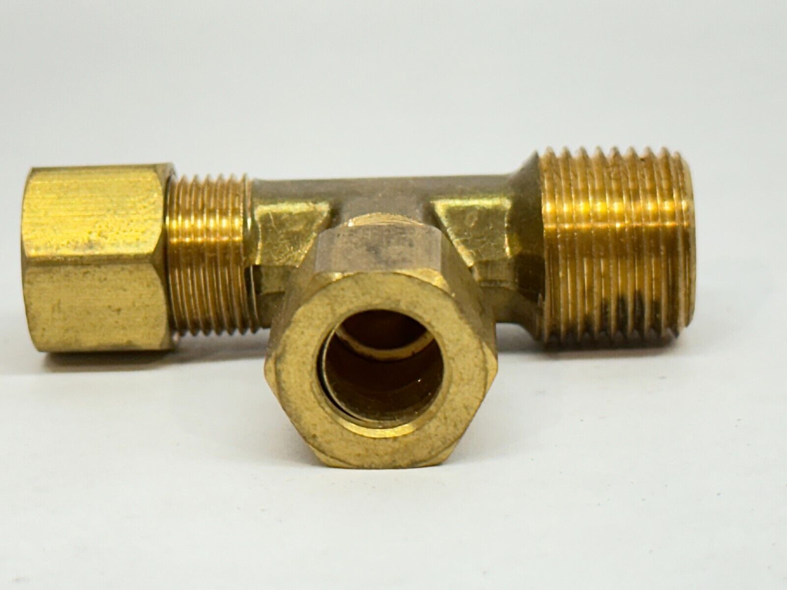 Brass 3/8" Tube x 1/4" IP x 3/8" Tube Branch Tee Brass - Maverick Industrial Sales