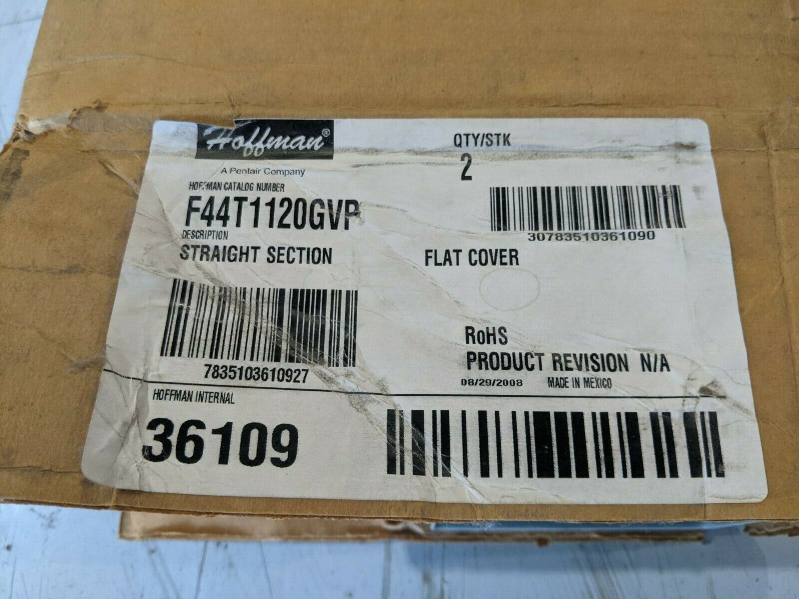 Hoffman F44T1120GVP Straight Section Lay-in Flat-Cover 4x4x120 Steel LOT OF 2 - Maverick Industrial Sales