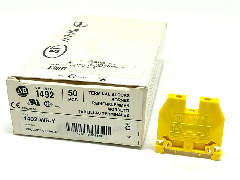 Allen Bradley 1492-W6-Y Terminal Block Yellow BOX OF 30 - Maverick Industrial Sales