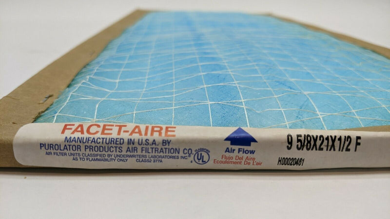 Facet-Aire H00020461 Replacement Filter 9-5/8"x21"x1/2" LOT OF 6 - Maverick Industrial Sales