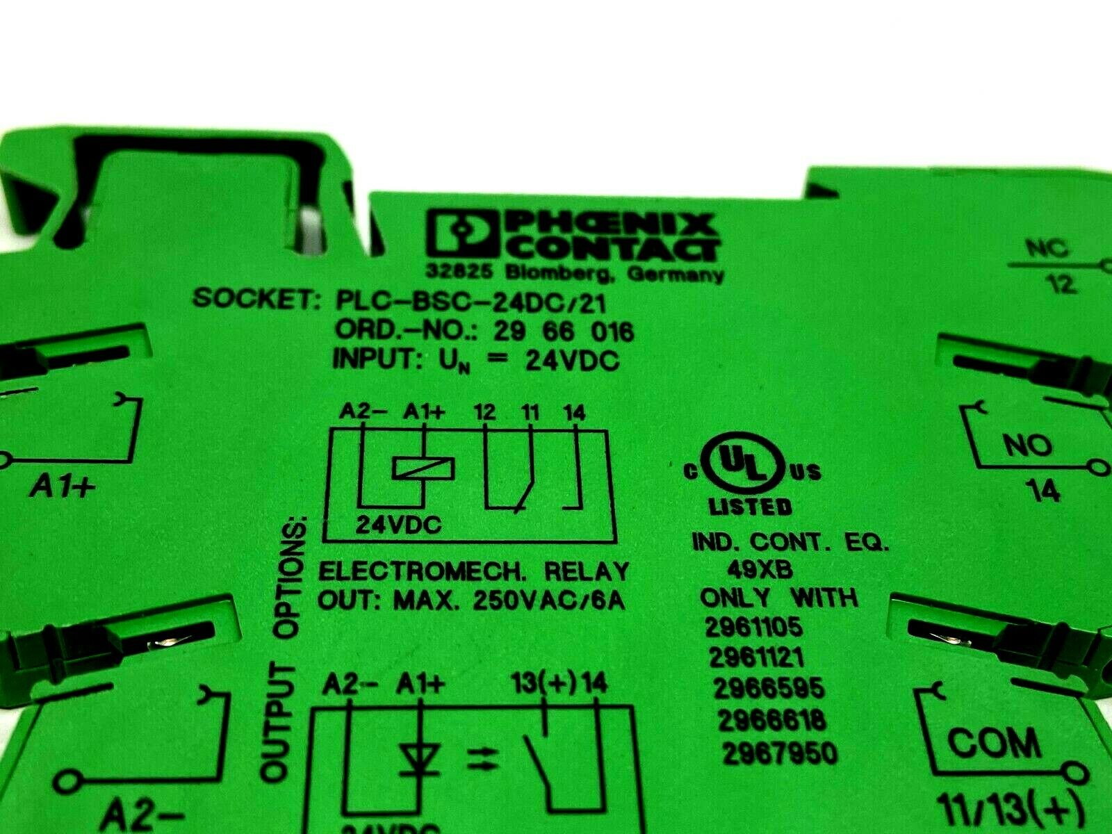Phoenix Contact PLC-BSC-24DC/21 Relay Base 2966016 w/ 2966618 Relay - Maverick Industrial Sales