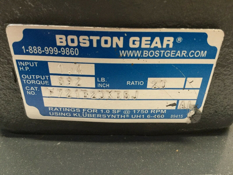 Boston Gear F721B20KB5J Speed Reducer Right 20:1 - Maverick Industrial Sales
