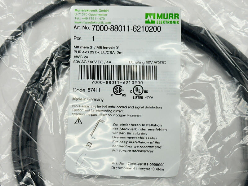 Murr Elektronik 7000-88011-6210200 Cordset M8 M 4-Pin - M8 F 4-Pin 2m - Maverick Industrial Sales