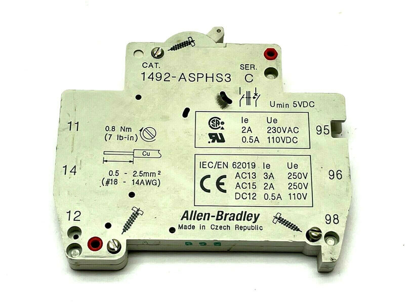 Allen Bradley 1492-ASPHS3 Ser. C Signal Auxiliary Switch - Maverick Industrial Sales