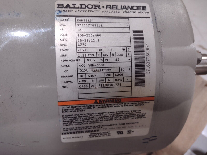 Baldor Reliance Motor EHM3313T 10 HP 1770 RPM 3PH 208/460V - Maverick Industrial Sales