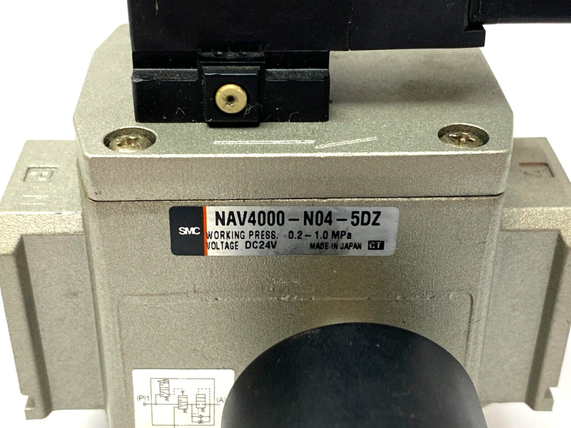 SMC NAV4000-N04-5DZ Soft Start Solenoid Valve 24VDC 0.2~1.0MPa Working Press - Maverick Industrial Sales