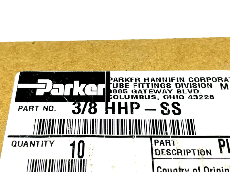 Parker 3/8 HHP-SS Pipe Hollow Hex Plug PKG OF 10 - Maverick Industrial Sales