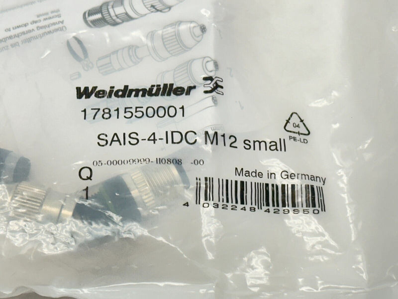 Weidmuller SAIS-4-IDC M12 Small Field Wireable M12 4-Pin Straight 1781550001 - Maverick Industrial Sales