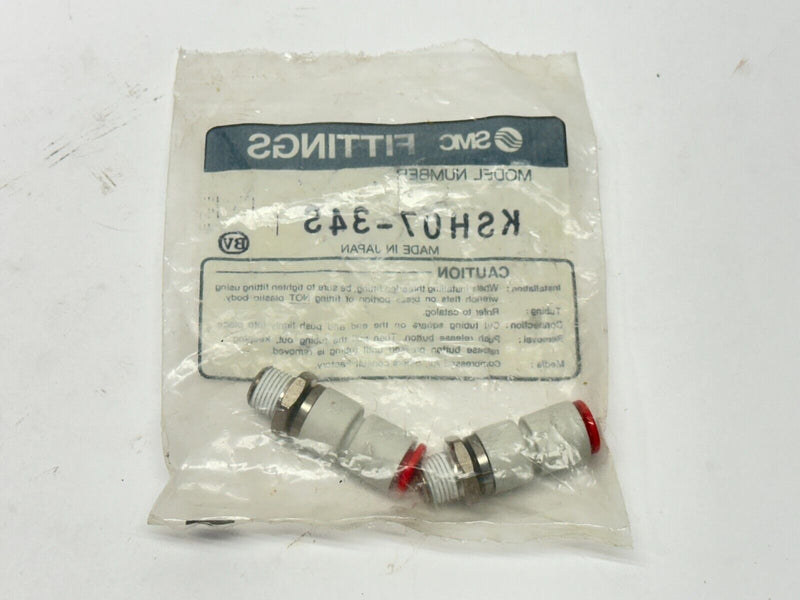 SMC KSH07-34S Push To Connect Rotary Fitting 1/8" NPT 1/4" OD Tube LOT OF 2 - Maverick Industrial Sales